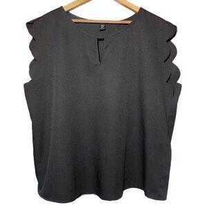 Chic Black Scalloped Sleeve Blouse